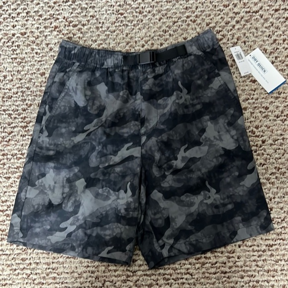 Old Navy Boys Black & Gray Camo Shorts